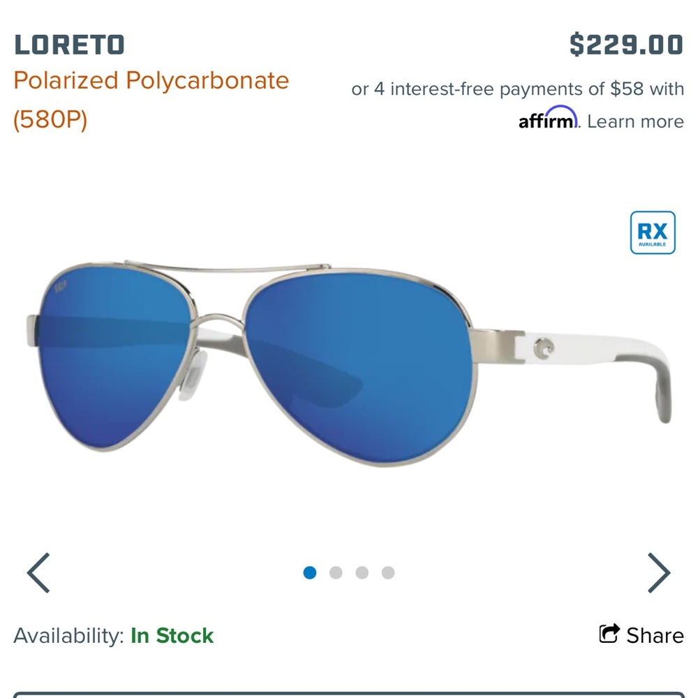 Costa Del Mar Sunglasses- Loreto LR 21